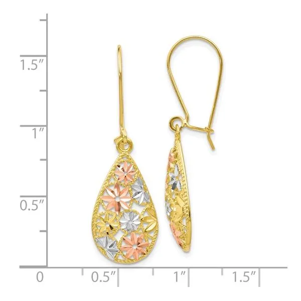 Tri-Tone Dangle Earrings Image 4 Miner's Den Jewelers Royal Oak, MI