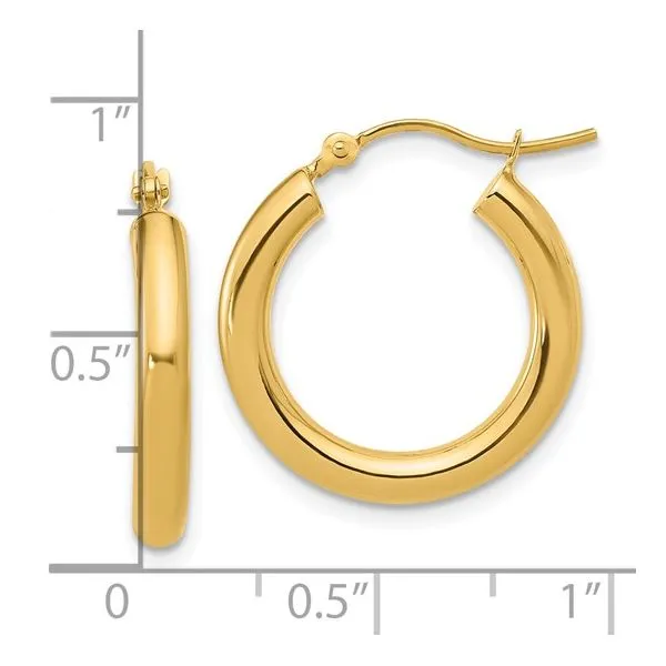 14K 3x20mm Hoop Earrings Image 4 Miner's Den Jewelers Royal Oak, MI