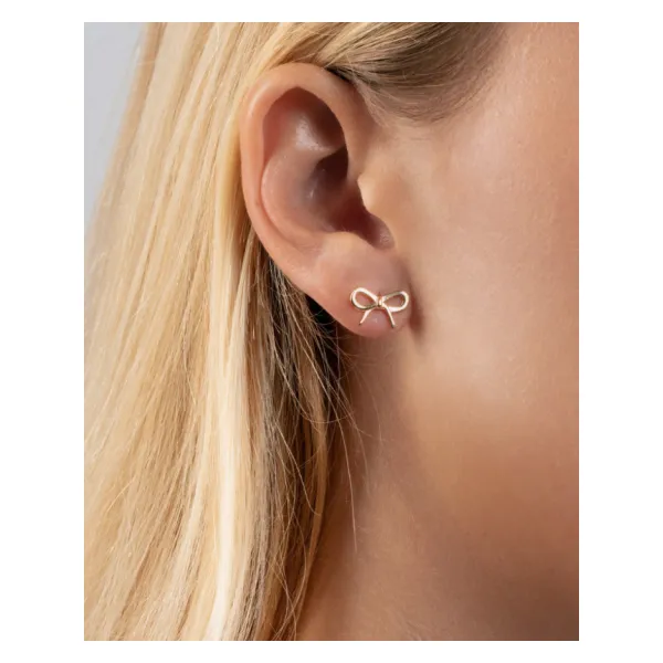 Gold Bow Earrings Image 2 Miner's Den Jewelers Royal Oak, MI