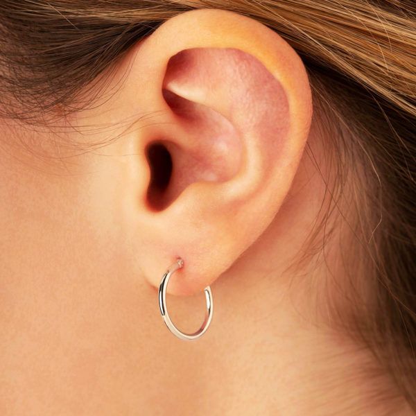 Medium Hoop Earrings 15mm Image 2 Miner's Den Jewelers Royal Oak, MI