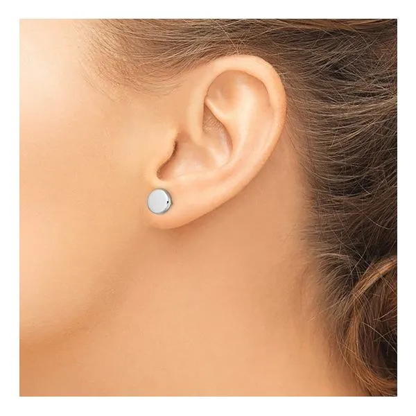White Gold Button Earrings Image 3 Miner's Den Jewelers Royal Oak, MI