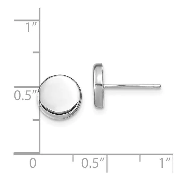 White Gold Button Earrings Image 4 Miner's Den Jewelers Royal Oak, MI