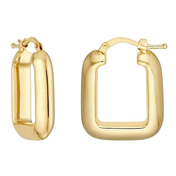 Puffy Square Shape Hoop Earrings Miner's Den Jewelers Royal Oak, MI