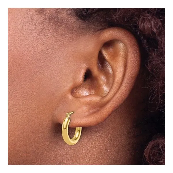 15mm Gold Hoop Earrings Image 5 Miner's Den Jewelers Royal Oak, MI