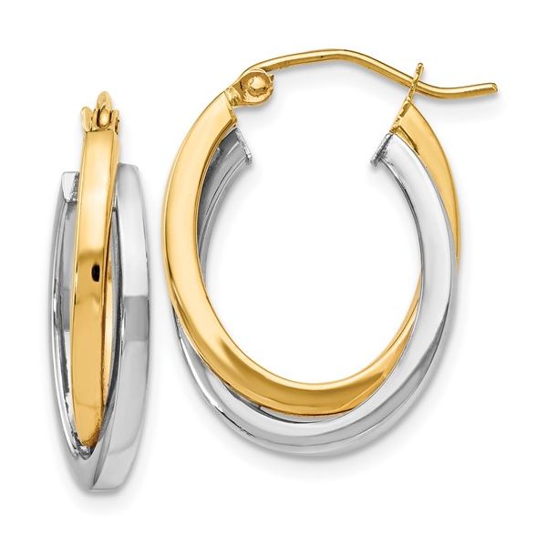 Two-Tone Crossover Hoop Earrings Miner's Den Jewelers Royal Oak, MI