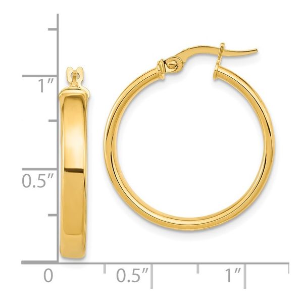 Yellow Gold Hoop Earrings 4x24mm Image 4 Miner's Den Jewelers Royal Oak, MI