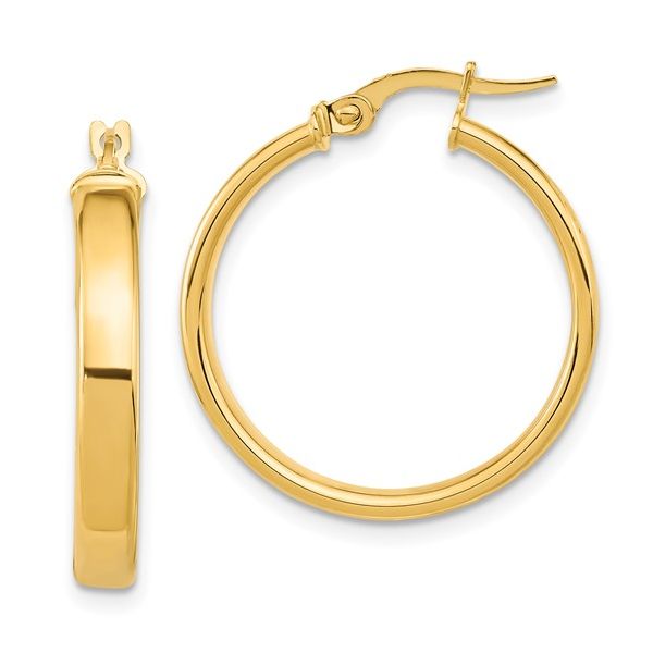 Yellow Gold Hoop Earrings 4x24mm Miner's Den Jewelers Royal Oak, MI