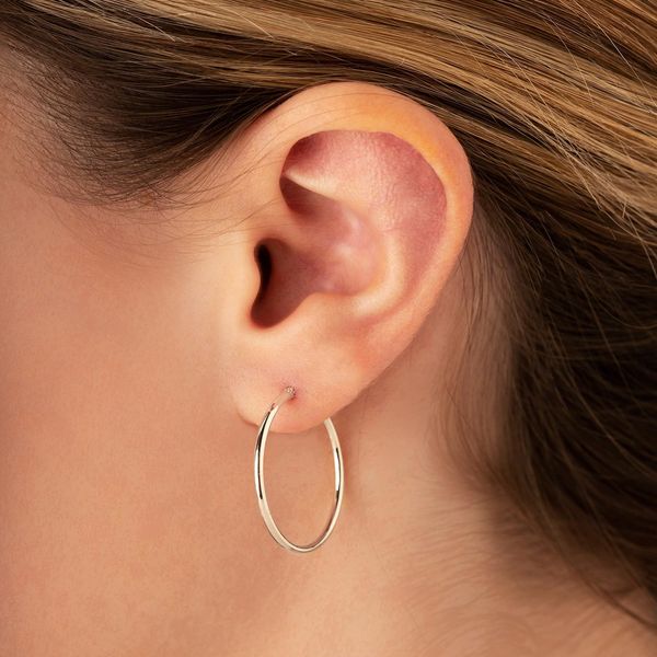 1.5x25mm Hoop Earrings Image 2 Miner's Den Jewelers Royal Oak, MI