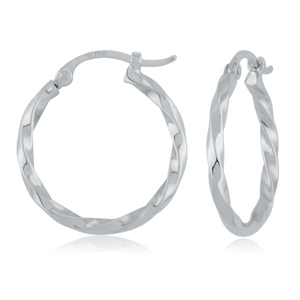 14K Twisted White Gold Hoops Miner's Den Jewelers Royal Oak, MI
