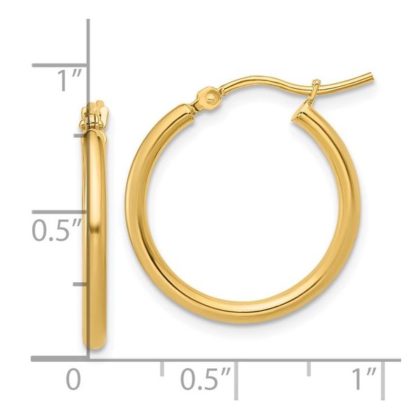 Gold Hoops 2x20mm Image 5 Miner's Den Jewelers Royal Oak, MI
