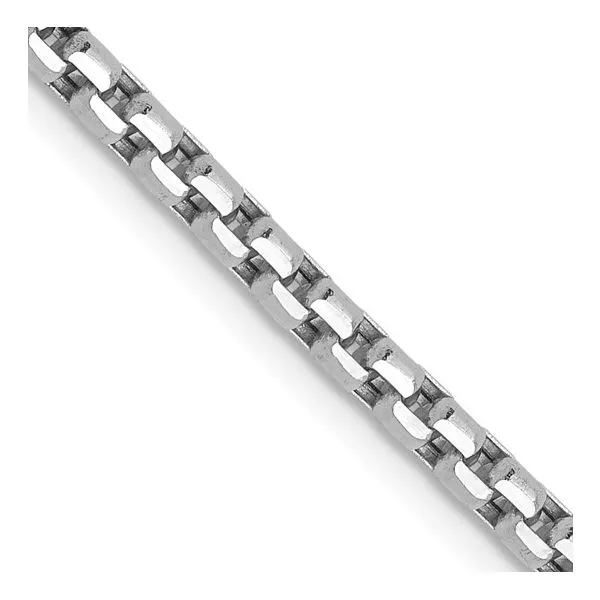 18\ - 14K White Gold 2.4mm D/C Round Box Chain