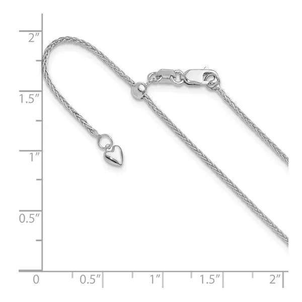 22\ - 14K White Gold 1.4mm Adjustable D/C Wheat Chain