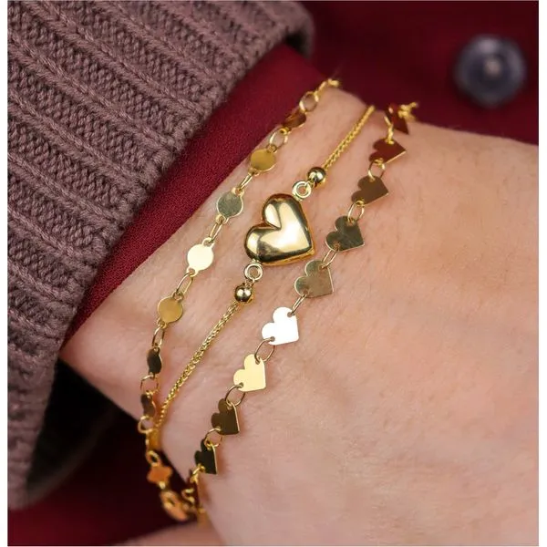 Heart Shape Mirror Link Bracelet Image 3 Miner's Den Jewelers Royal Oak, MI