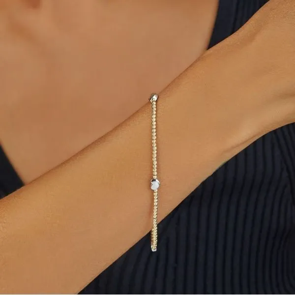 Two Tone Gold Heart Bracelet Image 3 Miner's Den Jewelers Royal Oak, MI