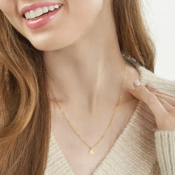 Dangle Heart Paper Clip Necklace Image 2 Miner's Den Jewelers Royal Oak, MI
