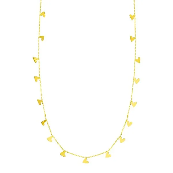 14K Gold Dangling Hearts Necklace