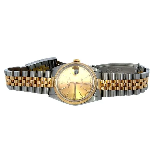 Two Tone Rolex Datejust With Champagne Roman Dial Fluted Bezel Stainless Steel And 18K Yellow Automatic Watch Image 3 Miner's Den Jewelers Royal Oak, MI
