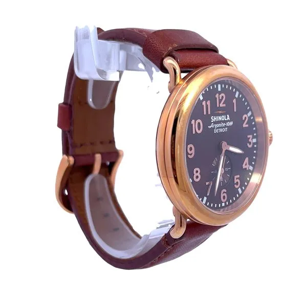 Shinola Red Leather Band Argonite 1069 Quartz Watch Image 2 Miner's Den Jewelers Royal Oak, MI