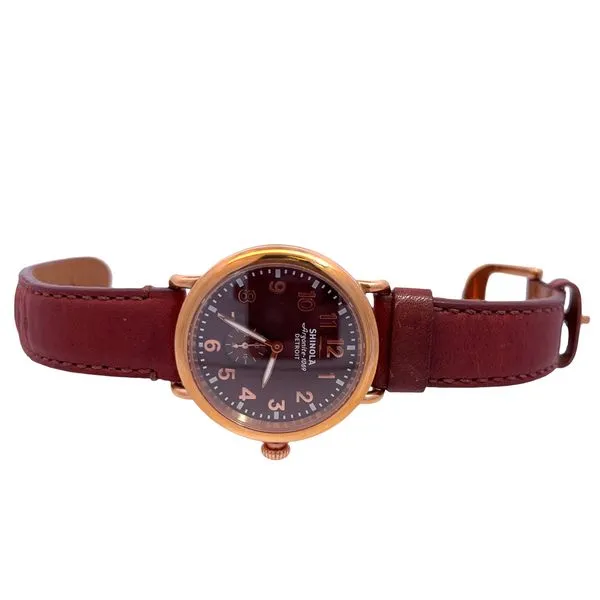 Shinola Red Leather Band Argonite 1069 Quartz Watch Image 3 Miner's Den Jewelers Royal Oak, MI
