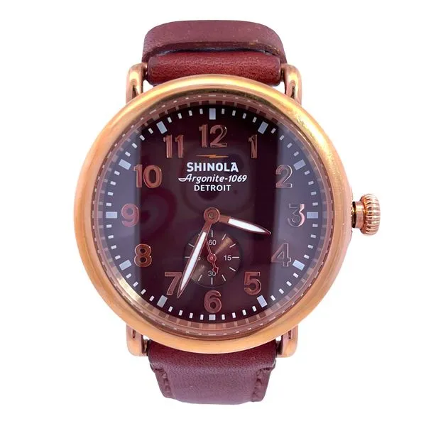 Shinola Red Leather Band Argonite 1069 Quartz Watch Miner's Den Jewelers Royal Oak, MI