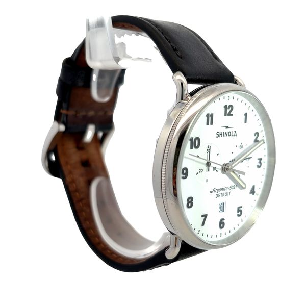 Shinola Canfield Chrono Black Leather Quartz Watch Image 2 Miner's Den Jewelers Royal Oak, MI