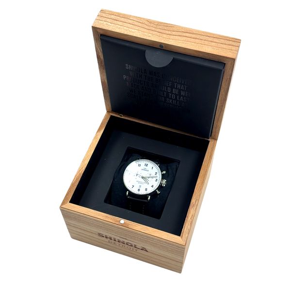 Shinola Canfield Chrono Black Leather Quartz Watch Image 3 Miner's Den Jewelers Royal Oak, MI