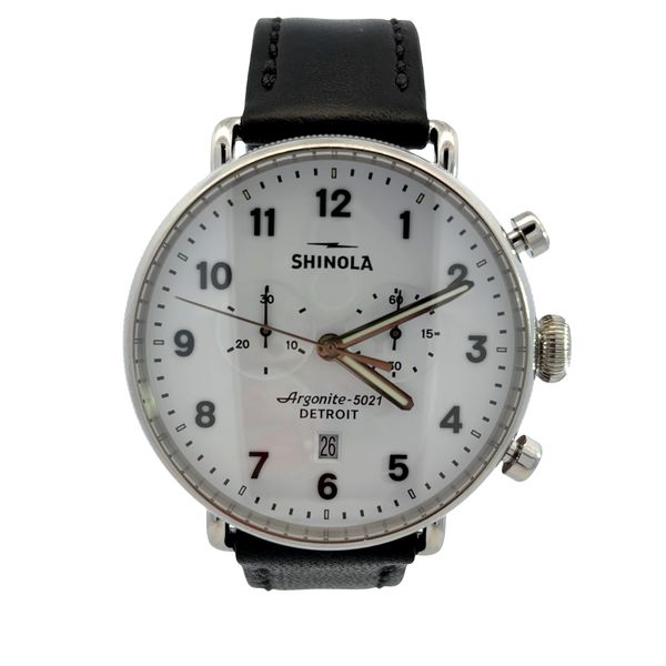 Shinola Canfield Chrono Black Leather Quartz Watch Miner's Den Jewelers Royal Oak, MI