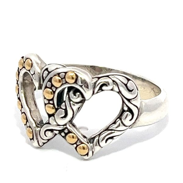 18k & Sterling Silver Heart Ring Image 2 Miner's Den Jewelers Royal Oak, MI