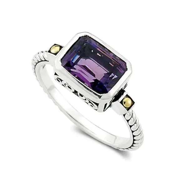 Amethyst Ring in Silver & 18K Gold