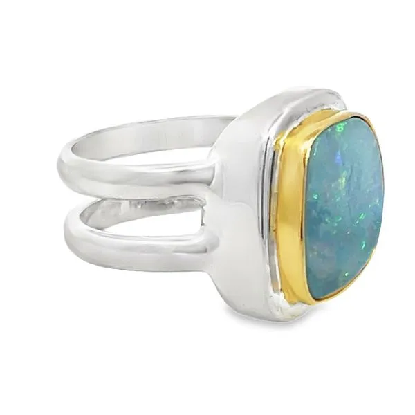 Two Tone Sterling Silver Vermeil Gemstone Ring With Opal Miner's Den Jewelers Royal Oak, MI