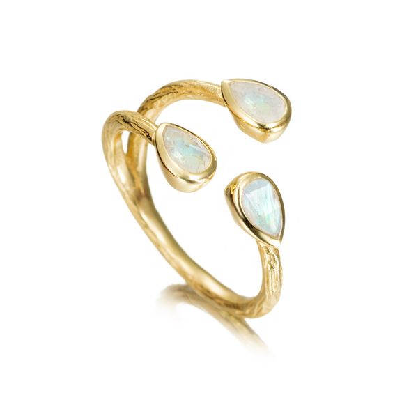 Open Moonstone Ring Silver & 18K Gold Vermeil Miner's Den Jewelers Royal Oak, MI