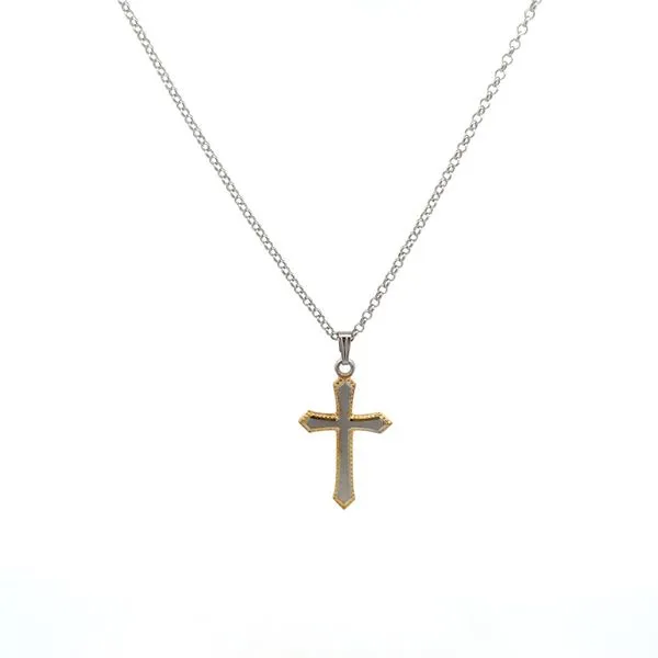 Two Tone Sterling Silver Cross Image 2 Miner's Den Jewelers Royal Oak, MI