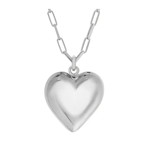 Silver Puffed Heart Necklace Miner's Den Jewelers Royal Oak, MI