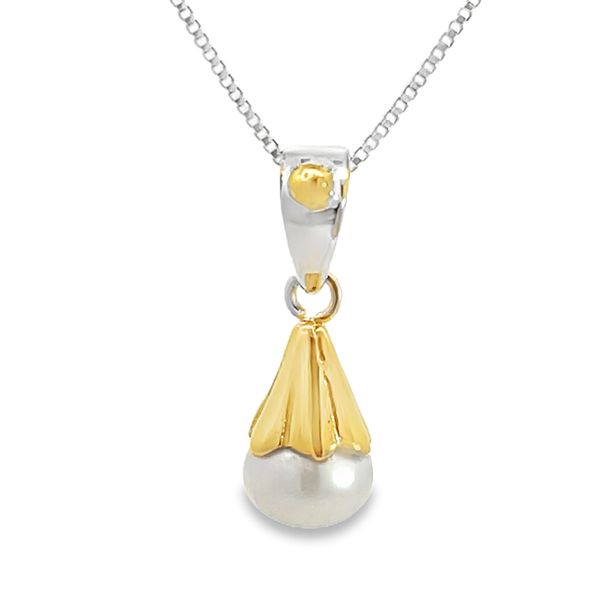 Two Tone Sterling Silver Vermeil Pendant With Freshwater Pearl Miner's Den Jewelers Royal Oak, MI