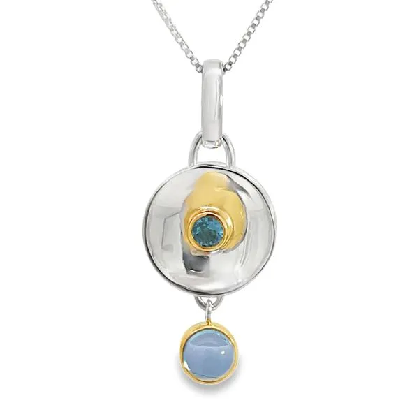 Sterling Silver Vermeil Pendant With African Amethyst and Baby Blue Topaz Image 3 Miner's Den Jewelers Royal Oak, MI