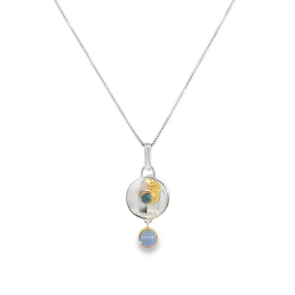 Sterling Silver Vermeil Pendant With African Amethyst and Baby Blue Topaz Image 4 Miner's Den Jewelers Royal Oak, MI