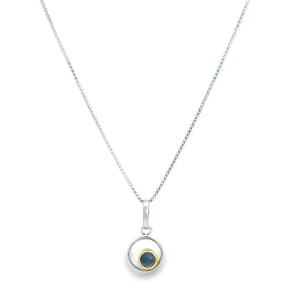 Two Tone Sterling Silver Vermeil Pendant With Onyx Image 2 Miner's Den Jewelers Royal Oak, MI