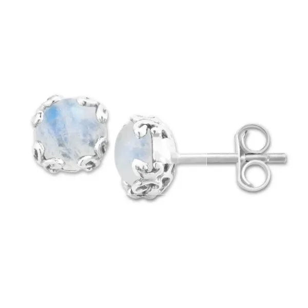Glow Studs - Rainbow Moonstone