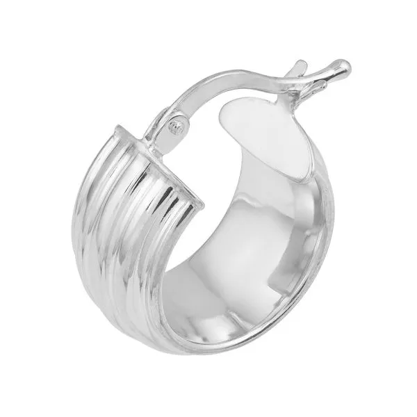 Sterling Silver Ribbed Baby Hoop Earrings Image 2 Miner's Den Jewelers Royal Oak, MI