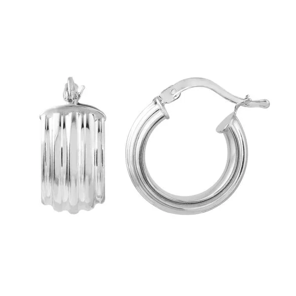 Sterling Silver Ribbed Baby Hoop Earrings Miner's Den Jewelers Royal Oak, MI