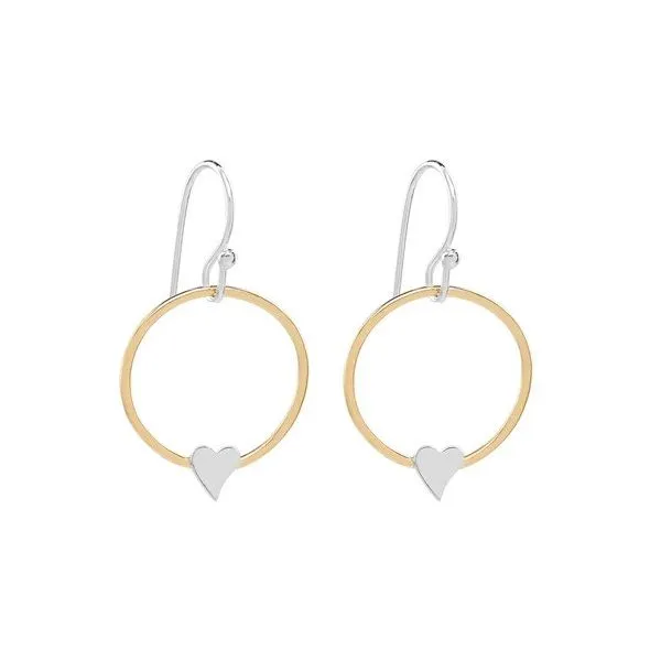 Sterling Silver Dangle Earrings Circle W/Heart Miner's Den Jewelers Royal Oak, MI