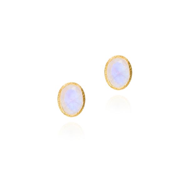 Rainbow Moonstone Stud Earrings in Gold Vermeil Miner's Den Jewelers Royal Oak, MI