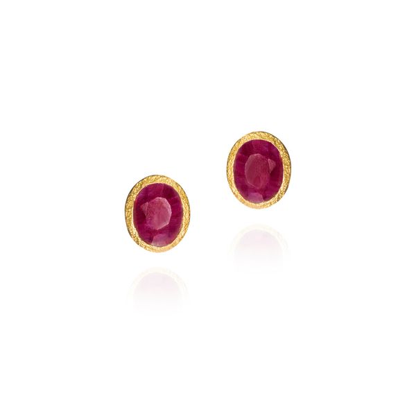 Ruby Stud Earrings in Gold Vermeil Miner's Den Jewelers Royal Oak, MI