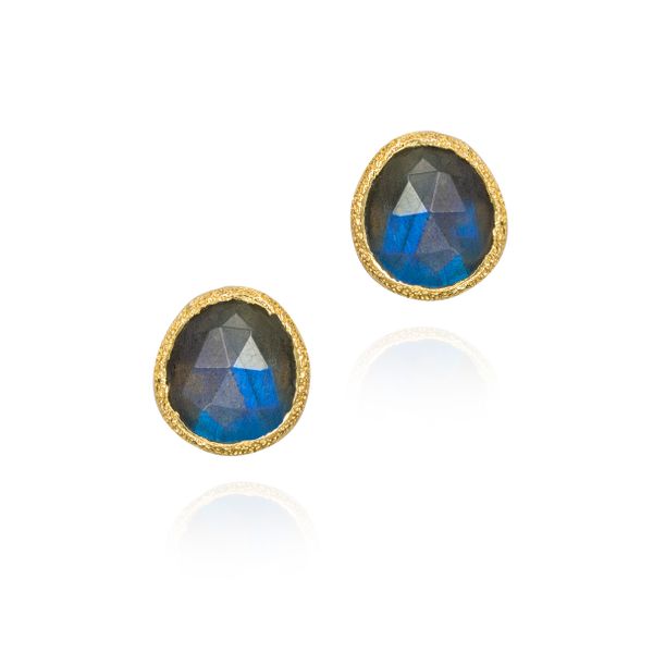 Labradorite Stud Earrings in 18K Gold Vermeil Miner's Den Jewelers Royal Oak, MI