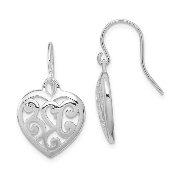 Silver Heart Dangle Earrings Miner's Den Jewelers Royal Oak, MI