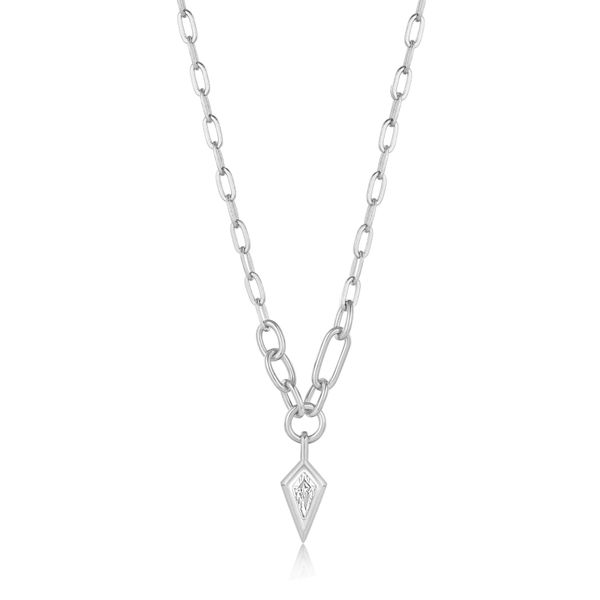 Silver Sparkle Drop Pendant Chunky Chain Necklace Miner's Den Jewelers Royal Oak, MI