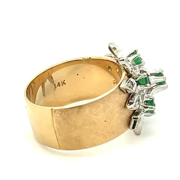 Emerald & Diamond Floral Cluster Estate Ring