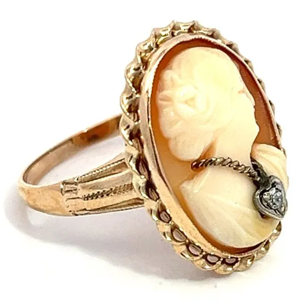 Antique Style Cameo Ring with Diamond Miner's Den Jewelers Royal Oak, MI