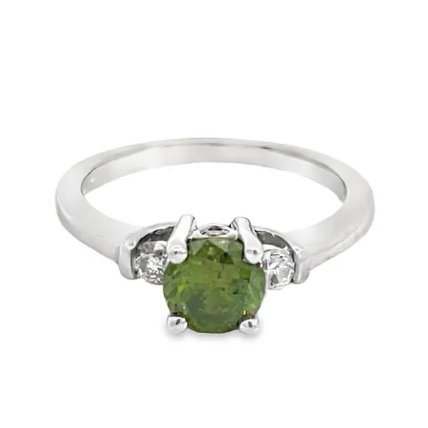 3-Stone Ring with Green Diamond Miner's Den Jewelers Royal Oak, MI
