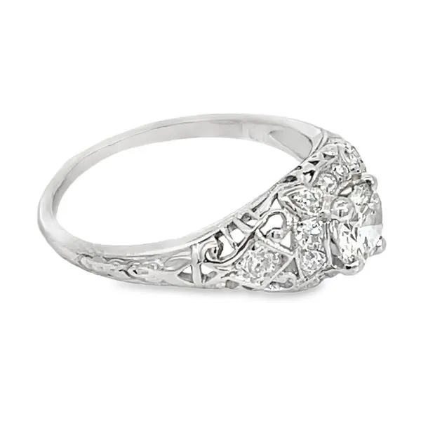 Antique Style Platinum and Diamond Ring Image 2 Miner's Den Jewelers Royal Oak, MI